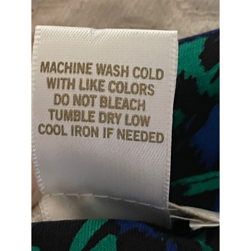 Cache Dress Women's Size M Blue Green Abstract Print Button Front Tie Waist Midi - Picture 5 of 7